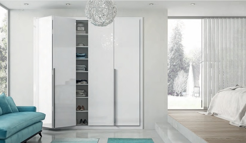 Velari Open Gloss: armario plegable en alto brillo blanco