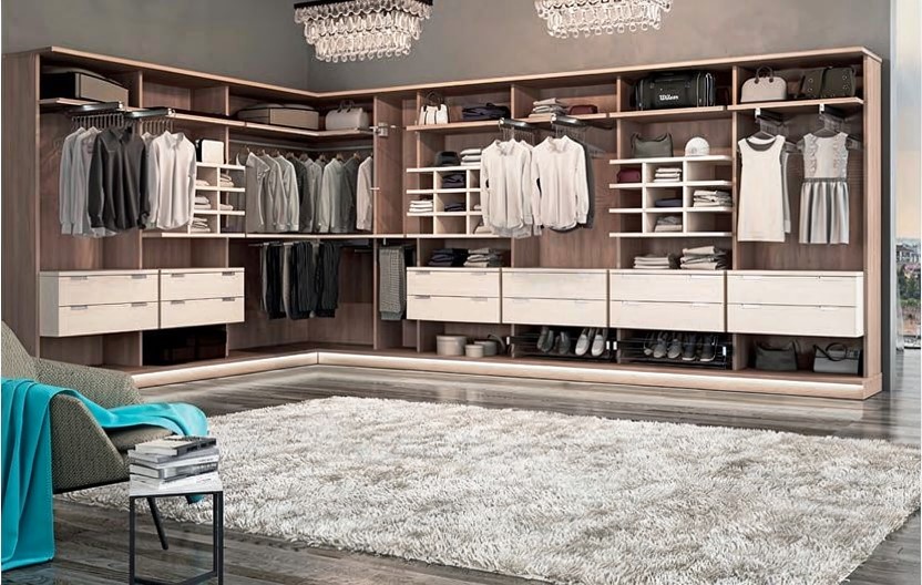 Velari Atelier Nordic Light: vestidor en fresno estepa con iluminación LED