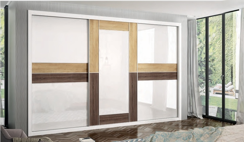 Velari Compact Heritage Oak: corredera blanca con franjas Zen Oak