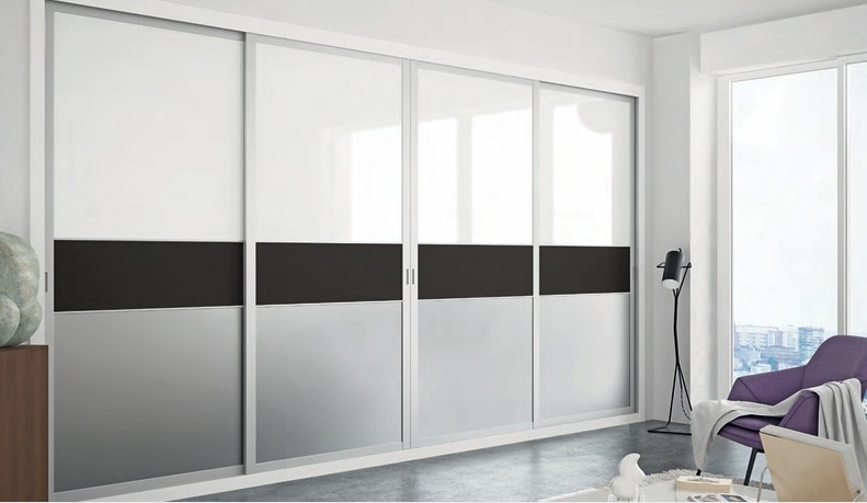 Velari Max Zen Silk: armario corredero en gris seda con franja negra