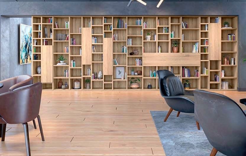 Velari Atelier Library Oak: librería a medida en roble cambrian